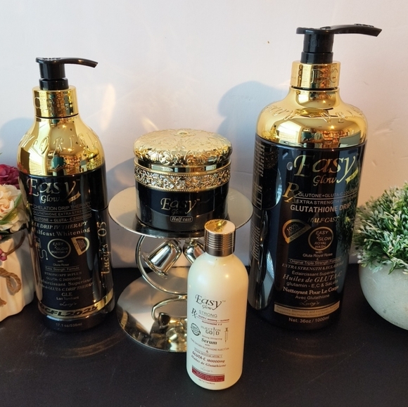 glutathione drip cream 4in1 Easy Glow Body Lotion+ Shower Gel+ Serum + Face Cream Skin Polishing Set
